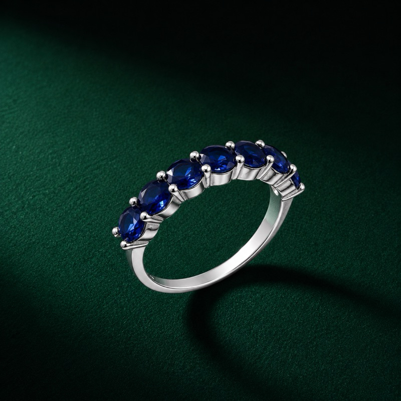Anel Feminino Zircônia Azul em Prata 925 Sofisticado