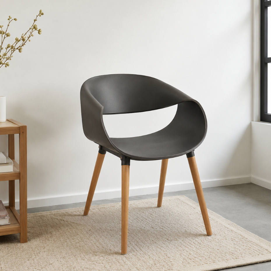Cadeira Onda Preta White Arrow Sala de Jantar Home Office Cantinho de Leitura
