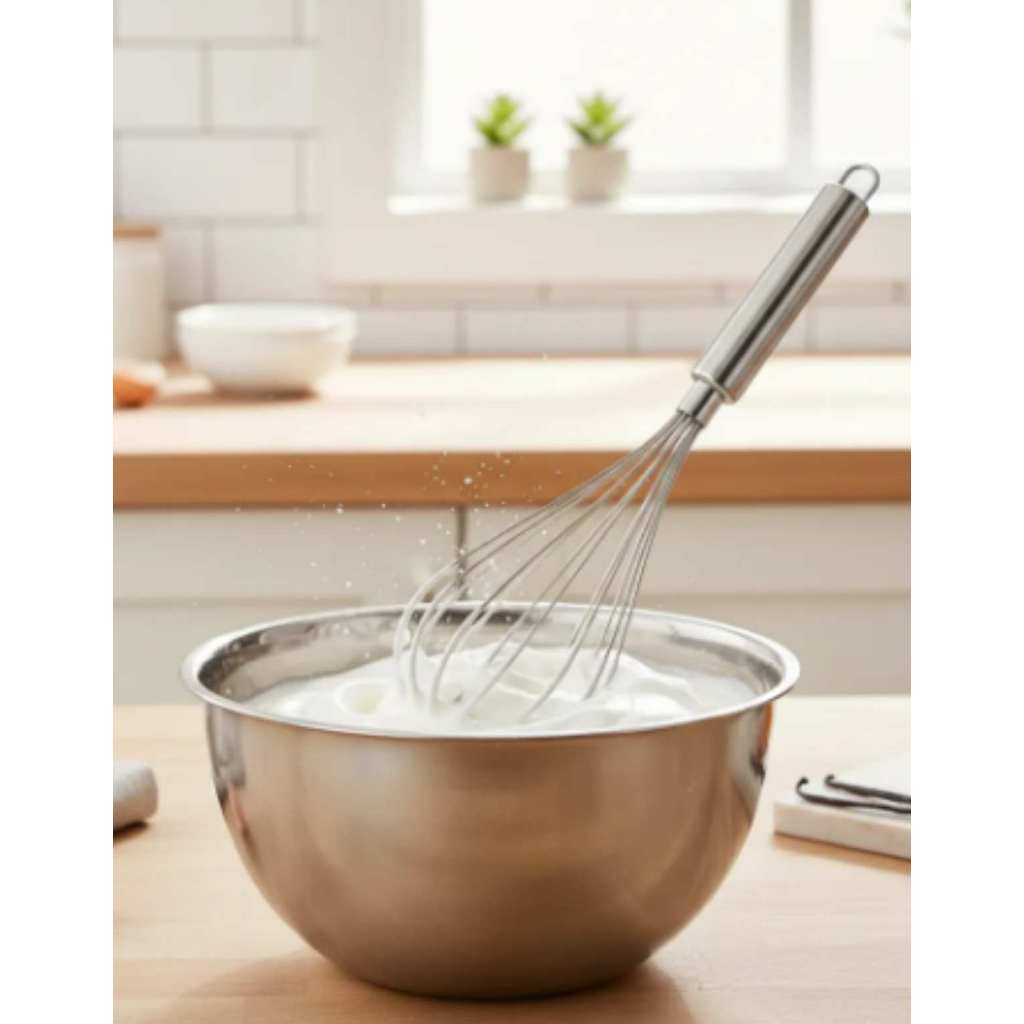 FUE FOUET Batedor Manual de Claras e Ovos  Inox 29cm Aramado Profissional  Misturador Antiferrugem Aço Inoxidável