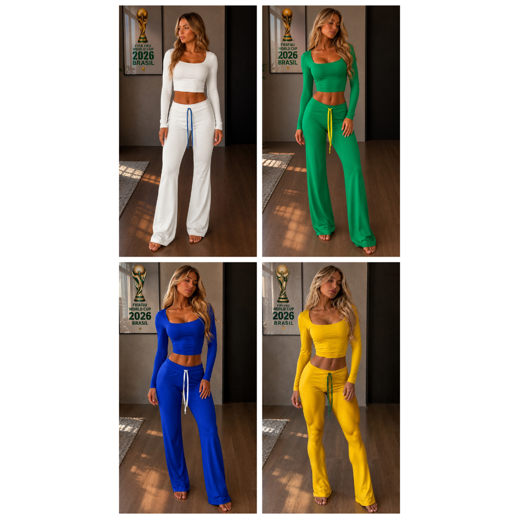 Conjunto Fitness Bailarina Academia Top Manga Longa Legging Flare Suplex Zero Transparência Feminina