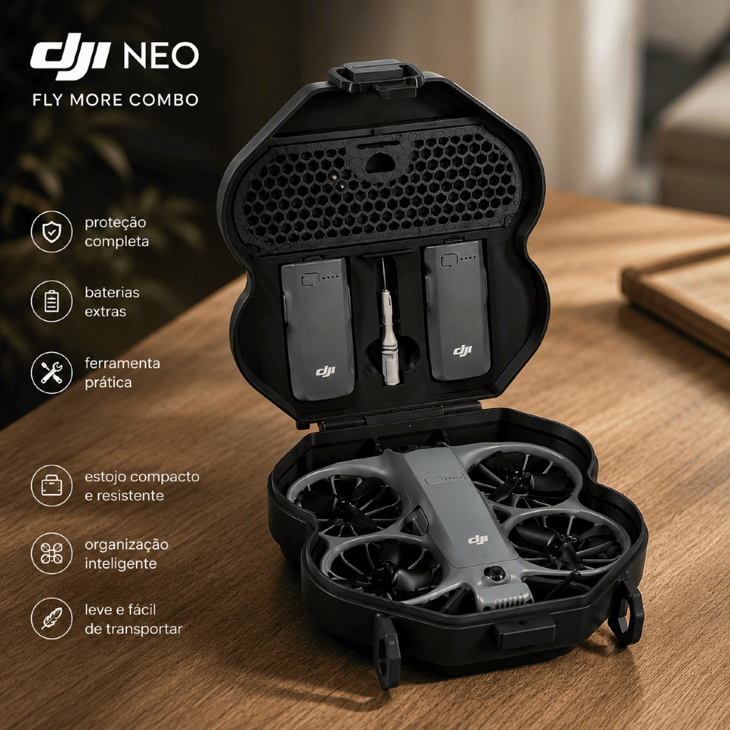 Case DJI Neo 2 Fly More Combo | Estojo Organizador para Drone, Baterias e Acessórios