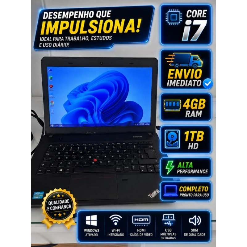 Notebook Lenovo ThinkPad Core I7 4gb Ram 1tb HD Top Barato Estudar Trabalhar Navegar
