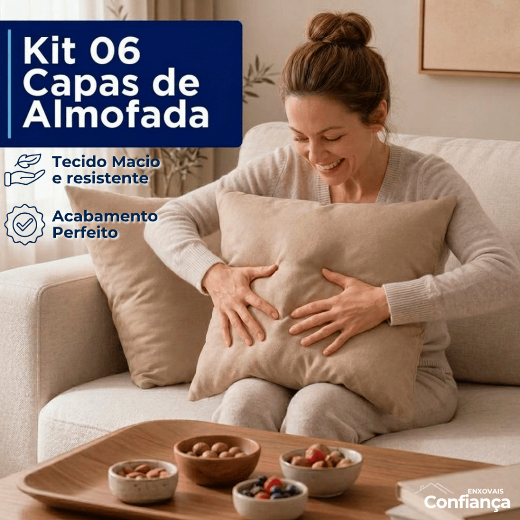 Kit 6 Capas de Almofada 45x45 Lisa Modelo Envelope | Várias Cores | Sofá Cama Decoração