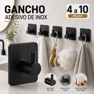Kit Gancho de Aço Inox Gancho Adesivo para Roupas, Gancho para toalhas, Gancho de cozinha Banheiro