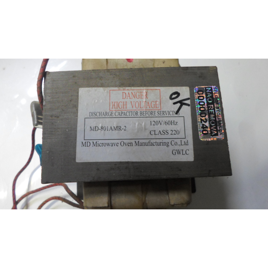 Transformador Md-801amr-2 120v Gwlc Para Microondas
