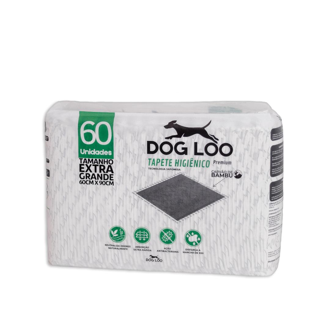 Tapete Higiênico Pet Dog Loo Carvão Ativado 60cm X 90cm 60un