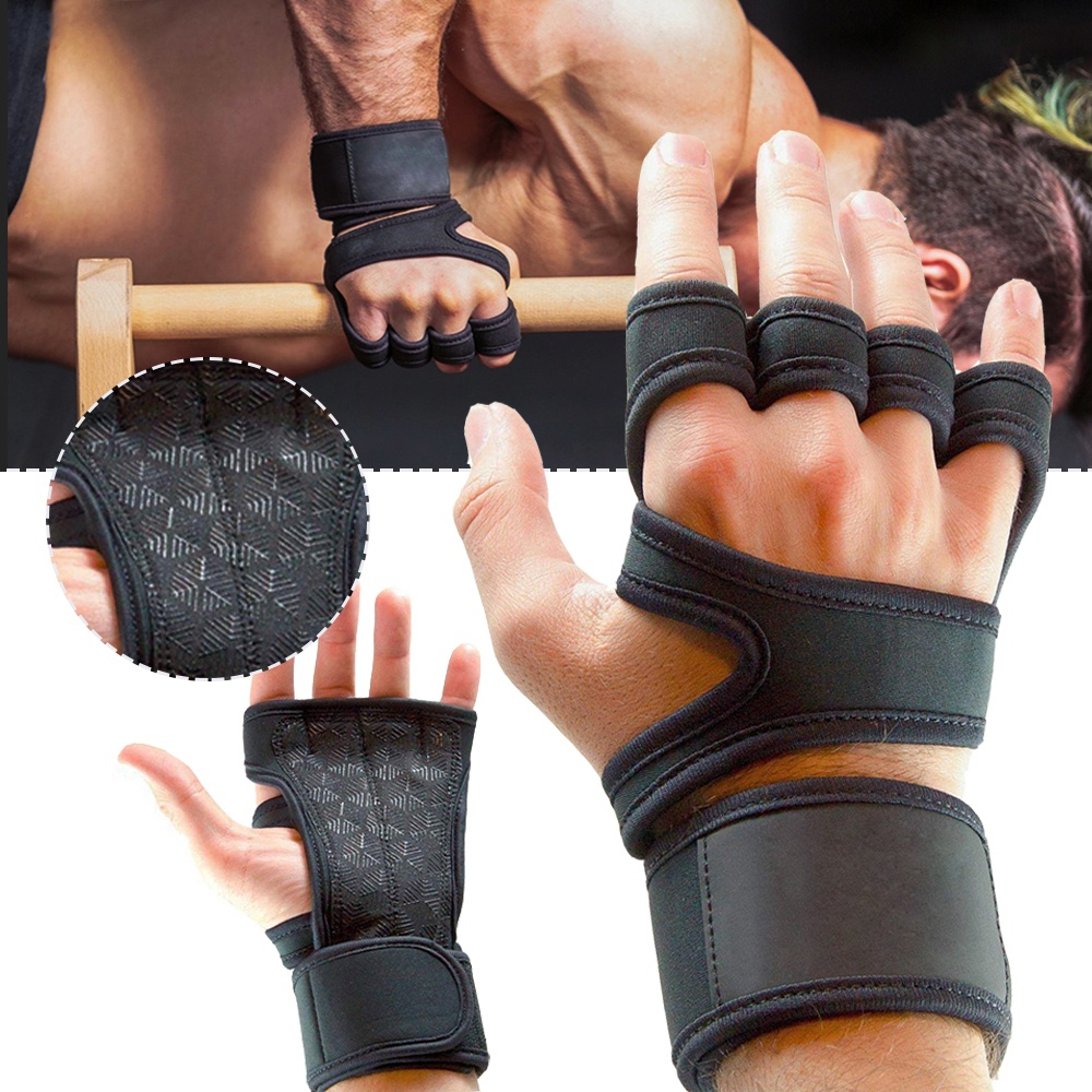 1 Par De Luvas Luva Academia com Munhequeira Musculação Treino Crossfit Ginástica Grip