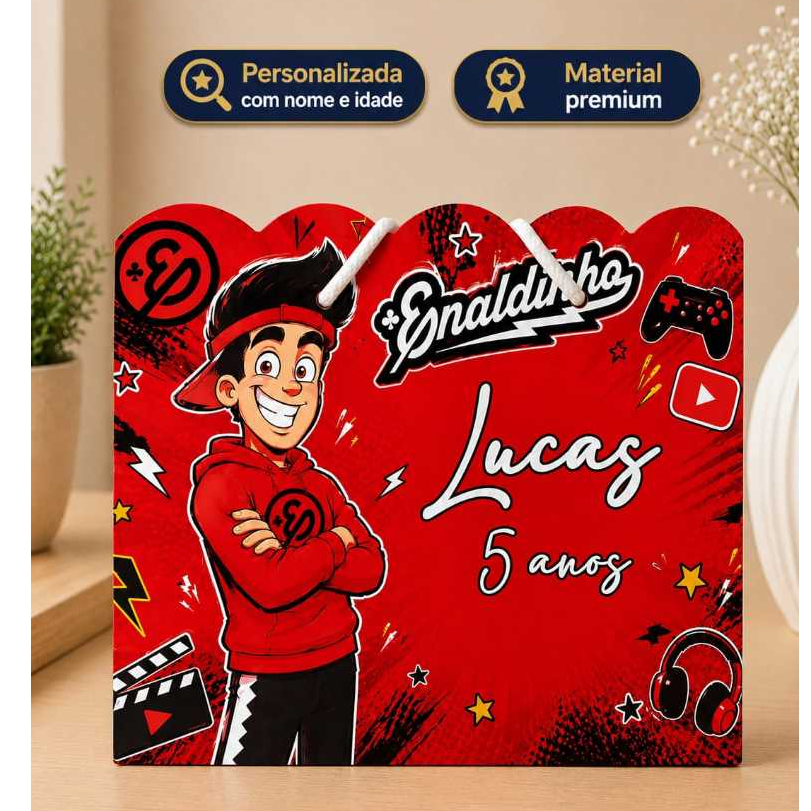 Sacolinha Personalizada Enaldinho com Nome e Idade | Lembrancinha de Aniversário