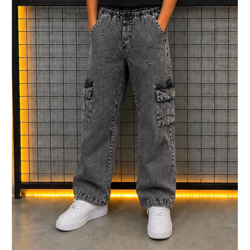 Calca Jeans cargo Juvenil Menino 6 Bolsos 8 ao 16 Anos
