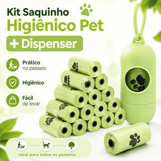 Sacola Coletora de Fezes de Pet Biodegradável + Estojo Portátil Cápsula, Para Passeios com Cachorro