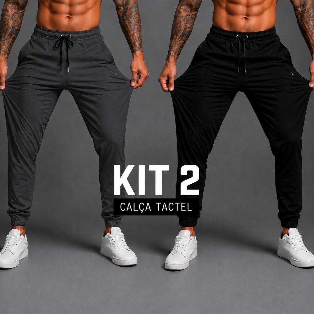 Kit 2 Calças  Masculina Tactel Jogger Esportiva Academia Slim Treino P ao GG Entrega Imediata.