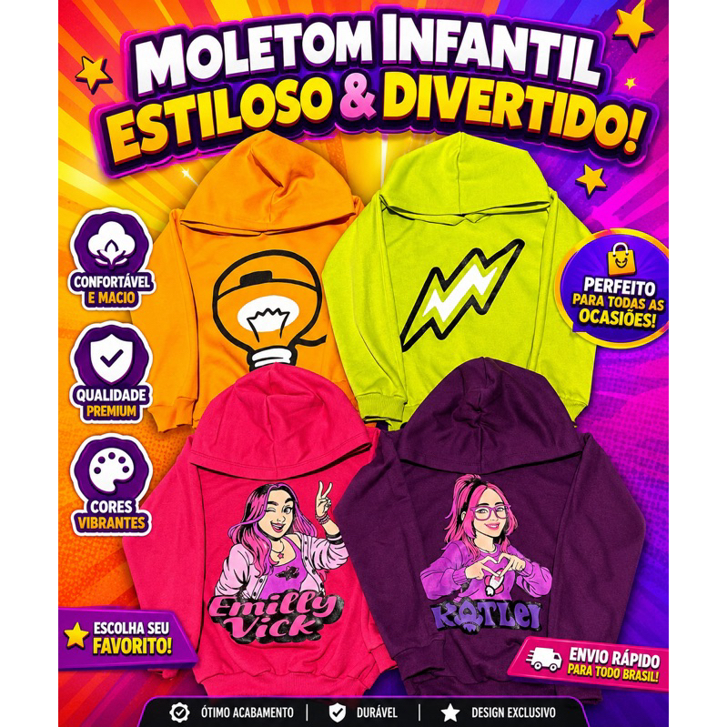 Blusa Moletom Os Rosas Infantil Juvenil Menino Menina Void Emilly Vick Katlen Leozin