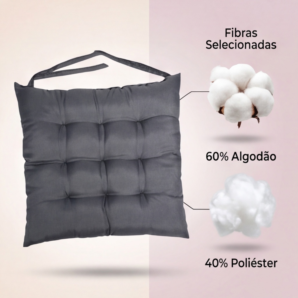 Kit 4 Almofadas Futon P/ Cadeira Sofa Pallet Banco Cheia Confortavel Macio 40X40cm Cores Diversas