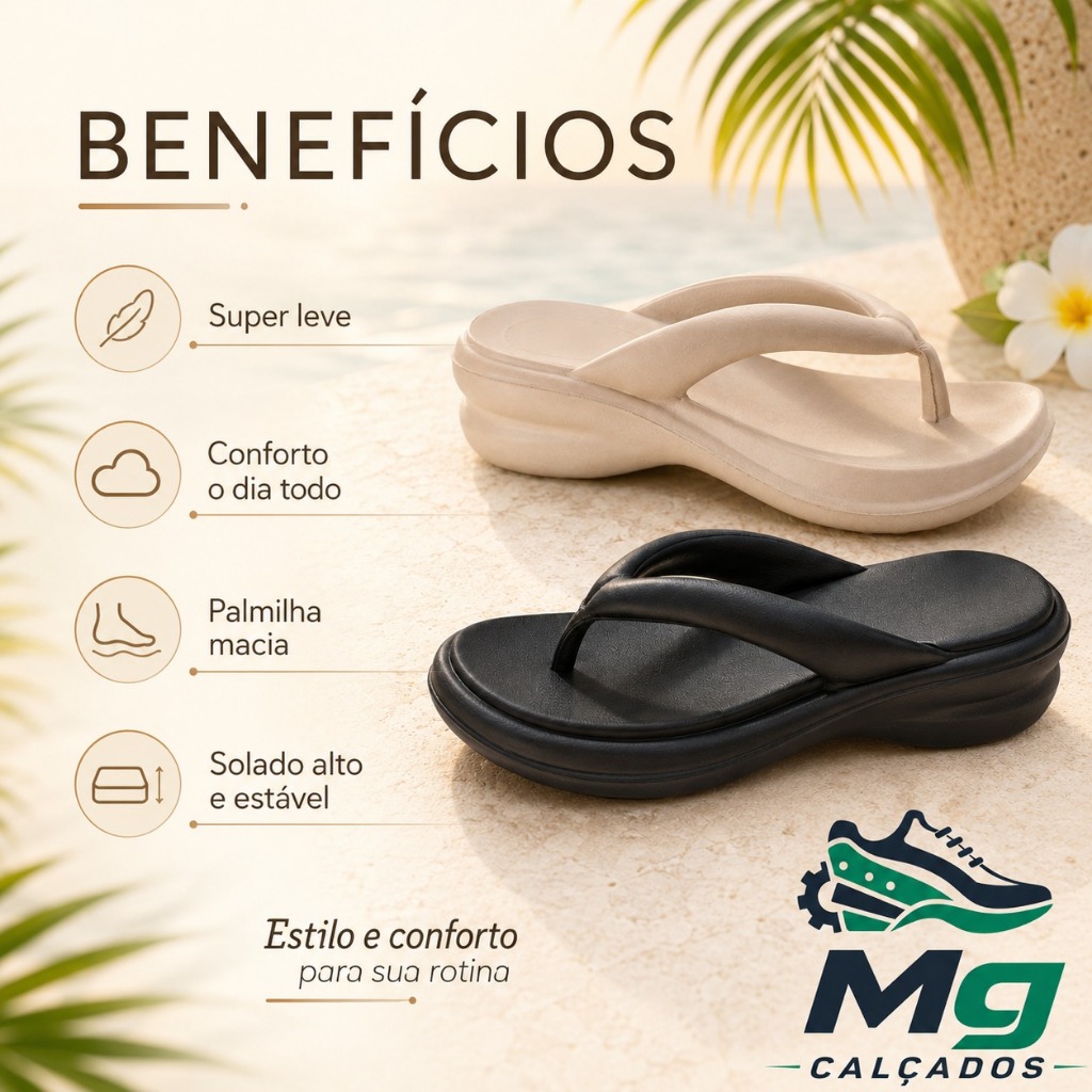 Chinelo Ortopédico Feminino Anabela Confortável com Plataforma Anatômica para Dia a Dia e Caminhadas