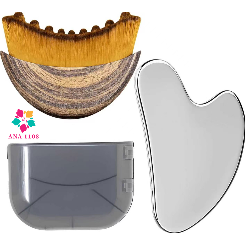 ANA1108 KIT 1 Escova de Contorno Facial Massageadora + 1 Ferramenta Gua Sha