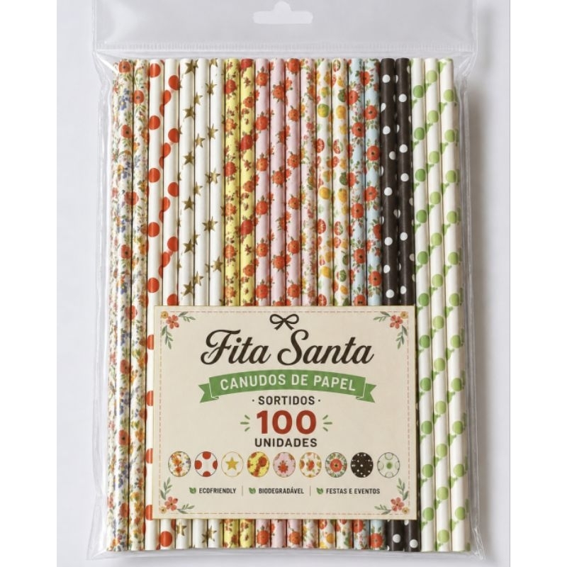 100 Canudos De Papel Biodegradável – Festa, Drinks E Aniversário Mais Vendido