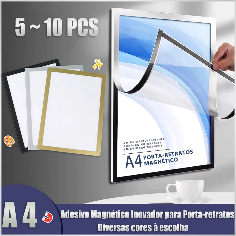 5~10 Pcs A4 Transparent Magnetic Frames for Documents, Certificates, Photos, Notices, Adhesive Board