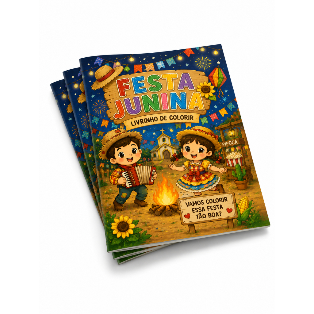 Kit 10-50 Un Livrinho livro de Colorir Festa Junina São João  Personalizado com nome | Lembrancinha Aniversário Infantil