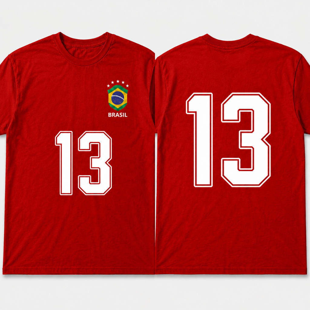 Camiseta Vermelha 13 Camisa Copa Seleção Brasileira