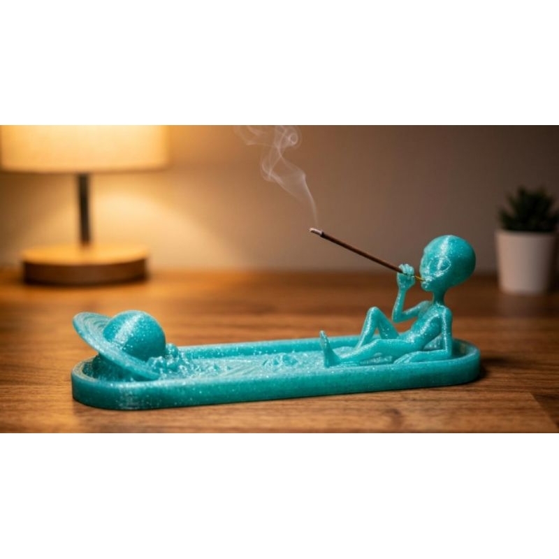 Incensário ET Alien Fumando Com Nave Espacial Criativo Porta Incenso De Vareta Decorativo Geek