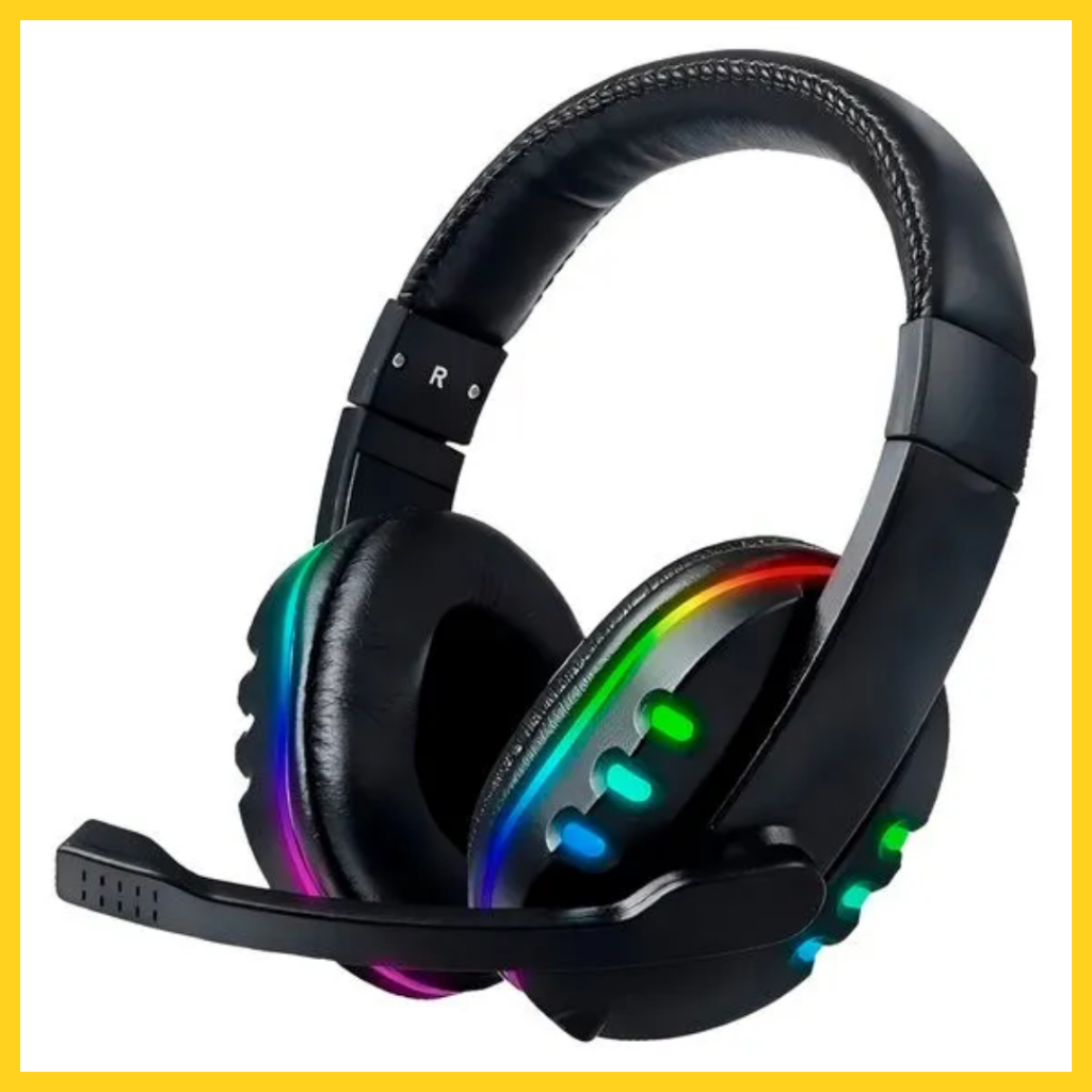 Fone de Ouvido Gamer Headset Rgb Com Microfone Compatível Com Ps4 Ps5 Pc Xbox Computador Notebook Cor Preto