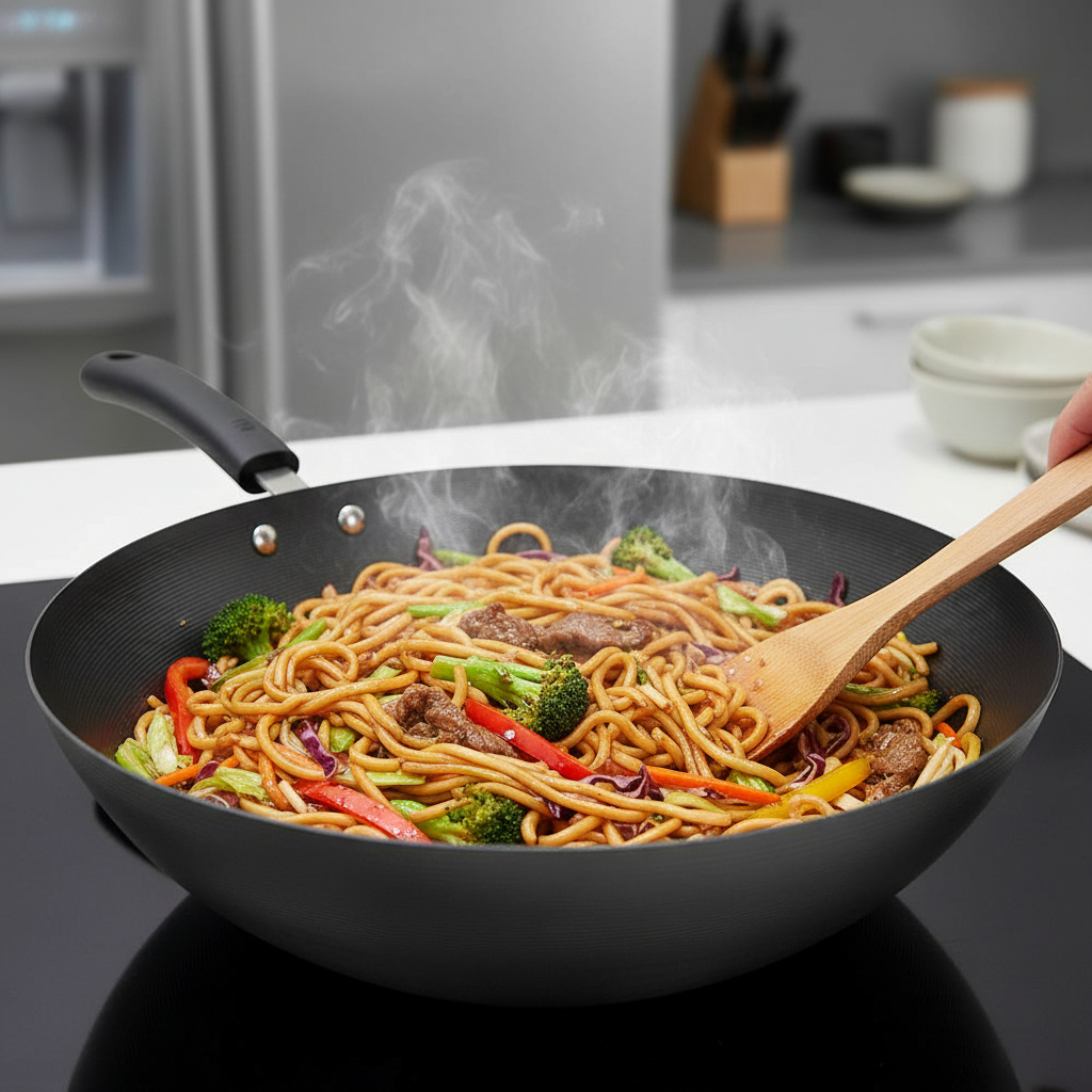 Imagem Panela Wok Profissional Frigideira Funda Grande 30 Cm Antiaderente Para Fogão Convencional À Gás Indução Elétrico 3,5l