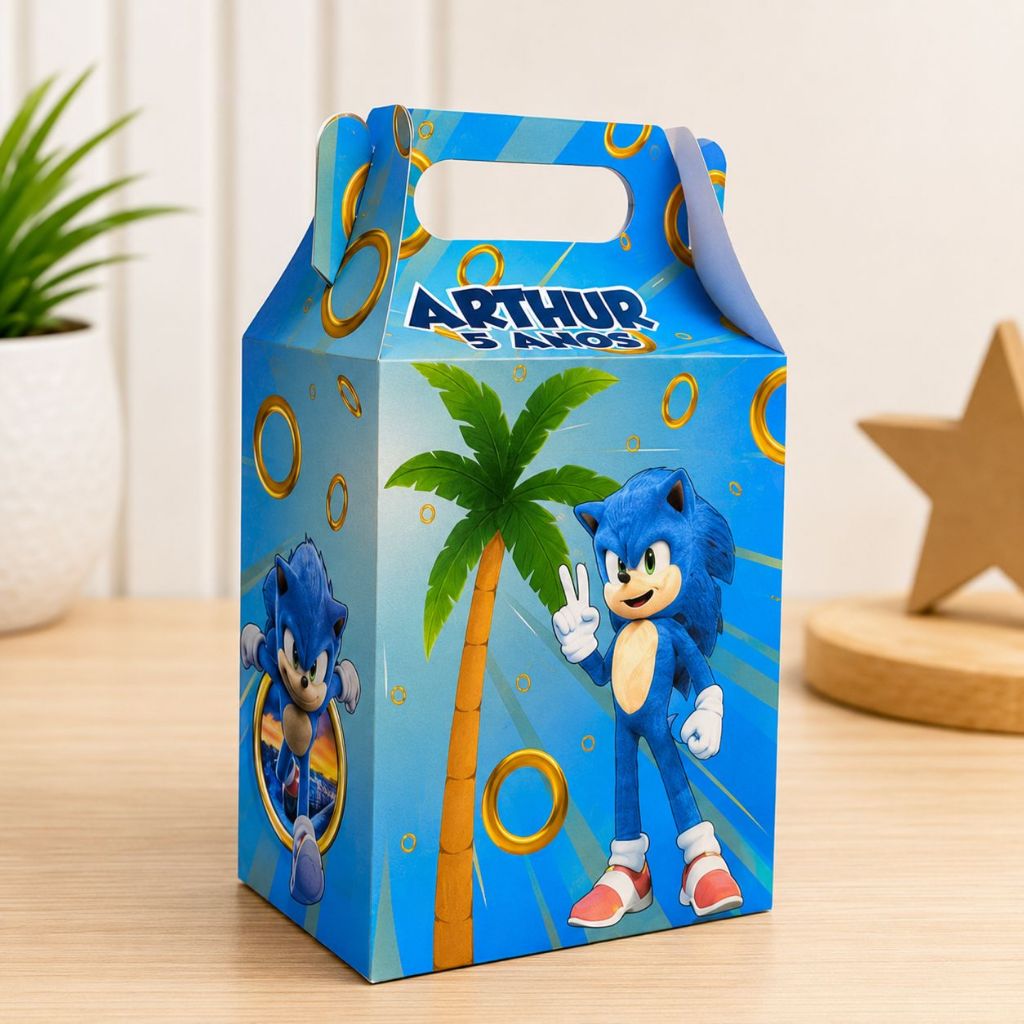kit Caixa Caixinha Maletinha Sonic Lembrancinhas Personalizadas Festa Decoração Envio Rapido C/ Nome