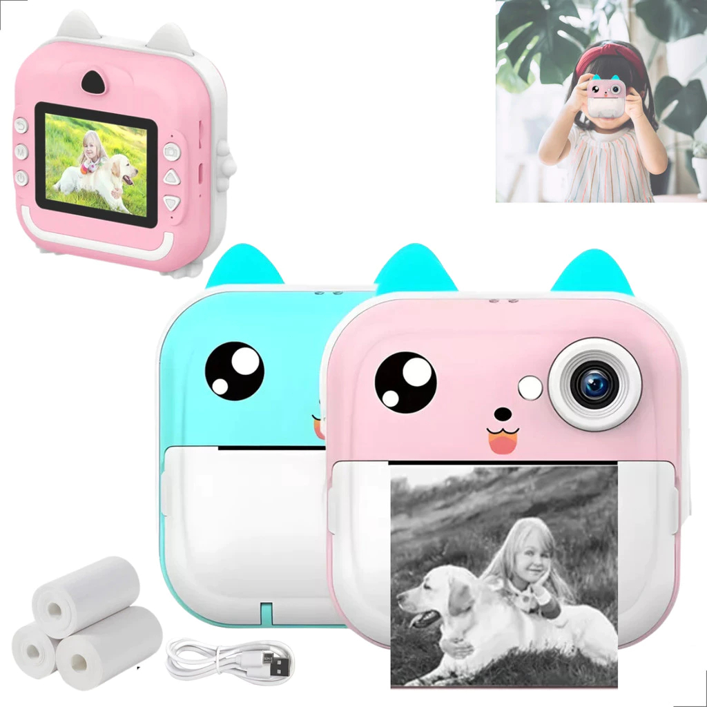Câmera De Impressão Instantânea Para Crianças Vídeo Fotografia Digital Fotográfica Toy Mini Impressora Térmica Boy Girls