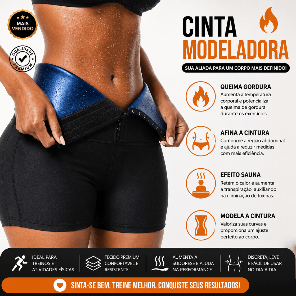 Cinta Modeladora Feminina Academia Redutora De Medidas Efeito Sauna Queima Gordura Ajustável