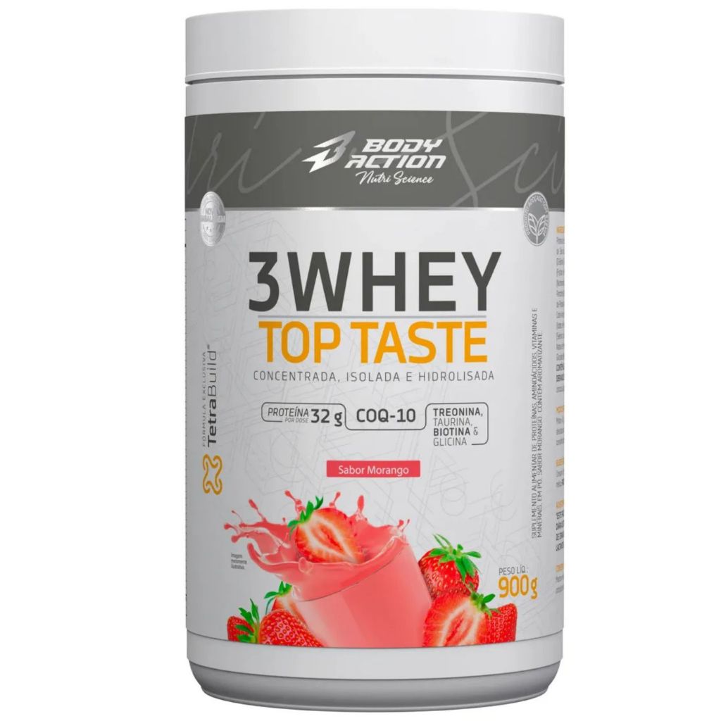 Whey protein 3W Top Taste/Proteína Isolada/Hidrolisada /Concentrada/Blend BodyAction