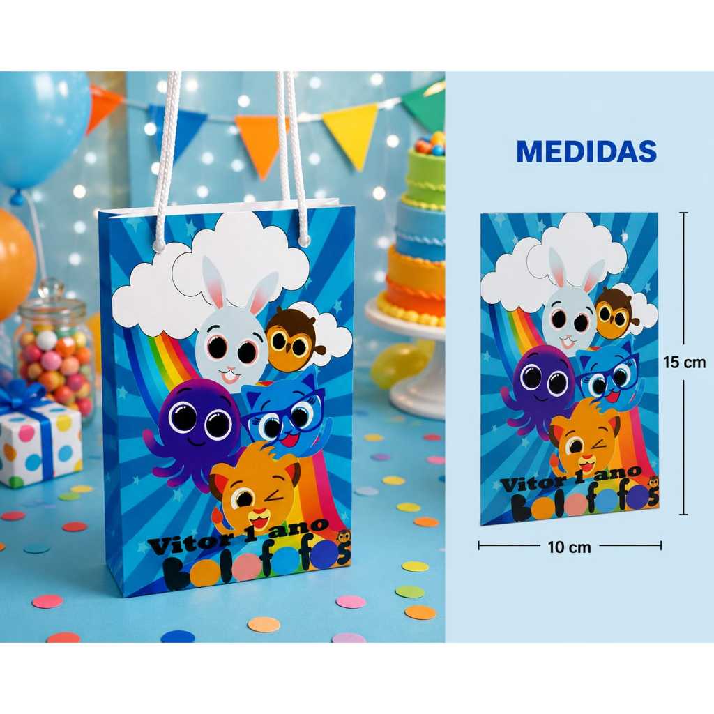Sacolinha Surpresa Personalizada bolofofo | Qualquer Tema | Lembrancinha com nome e idade |