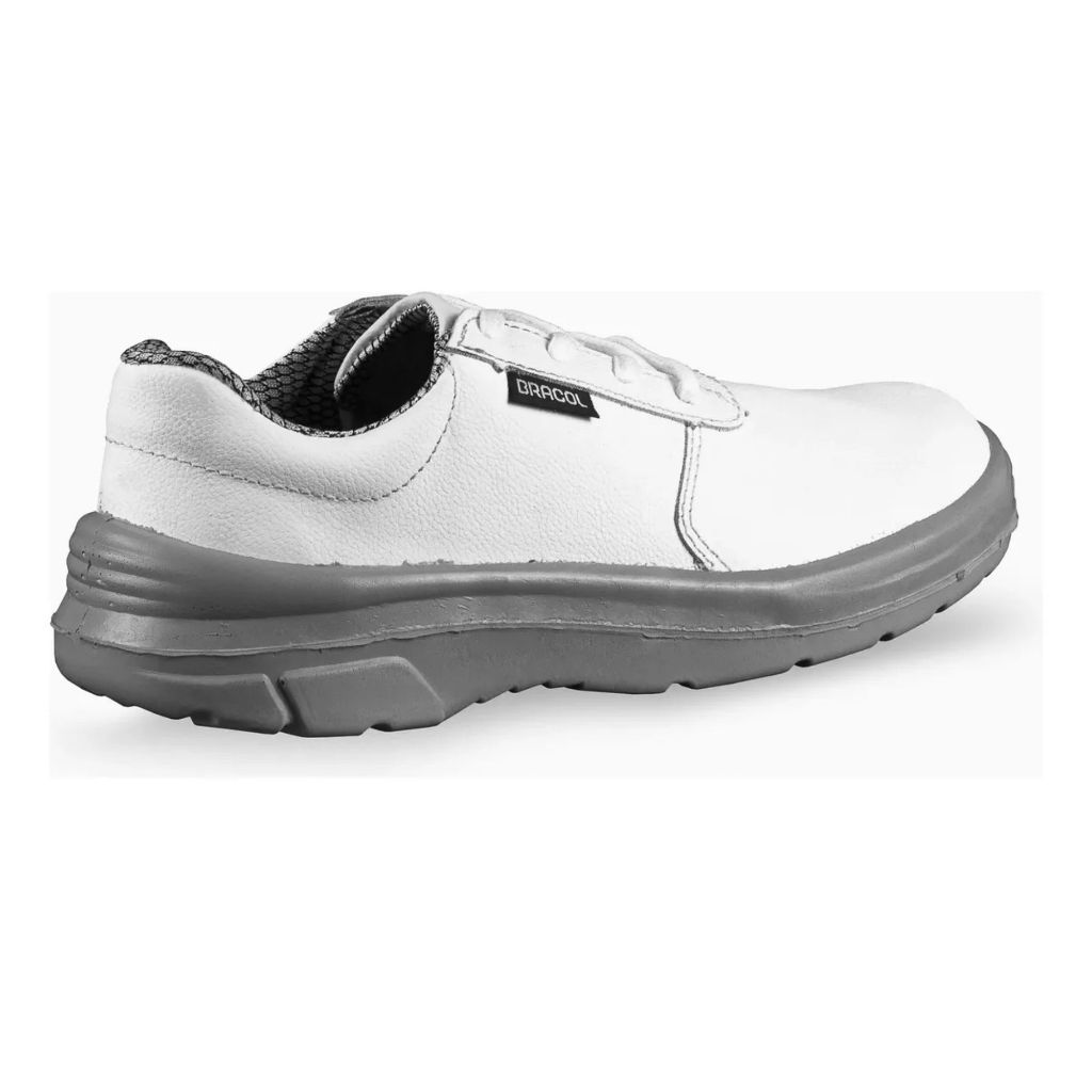 Sapato Cadarço Branco Bracol Amarrar Bico Pu Para Trabalho Proteção Epi RTA