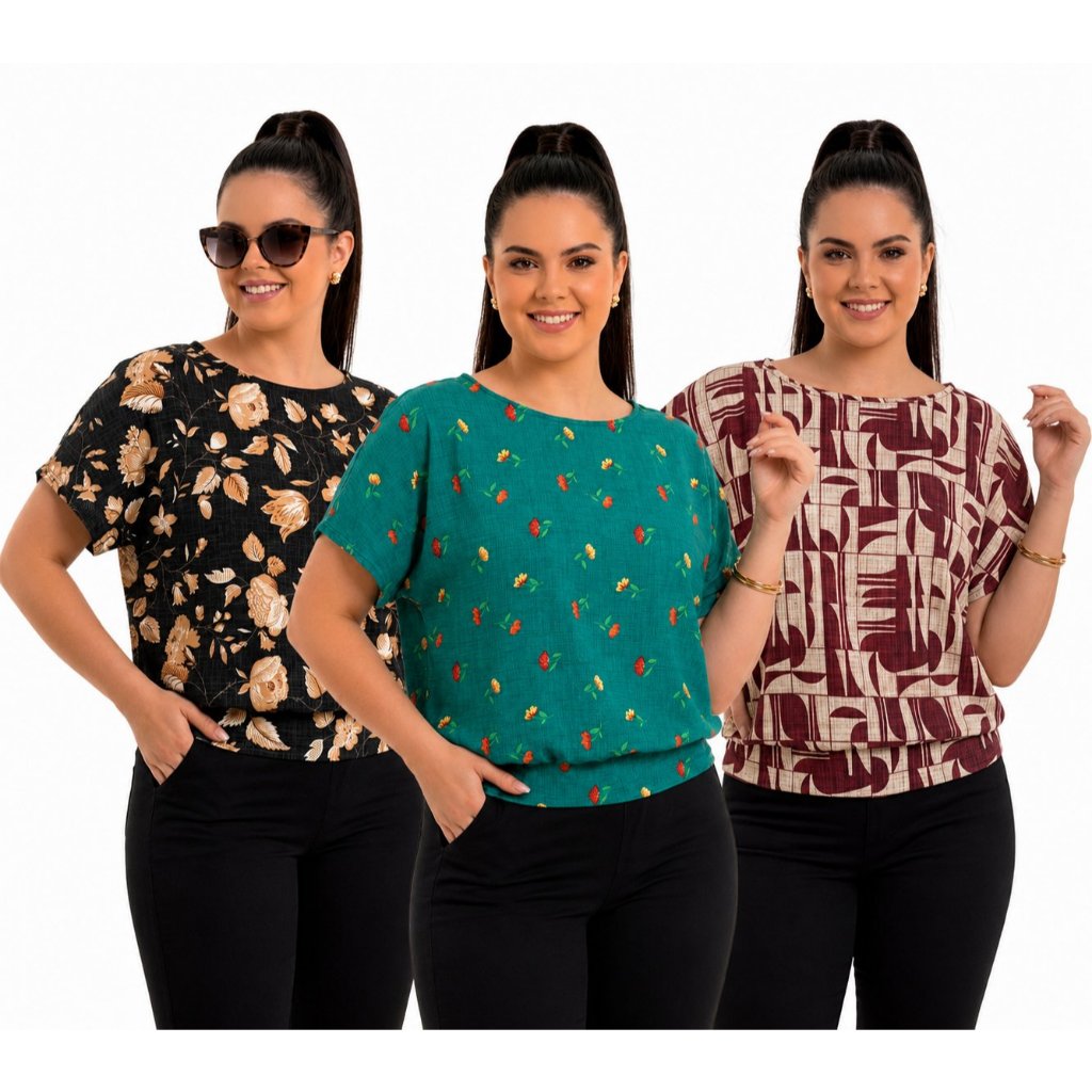 Blusa em Liganete com Pala para Senhoras | Confortável e Soltinha