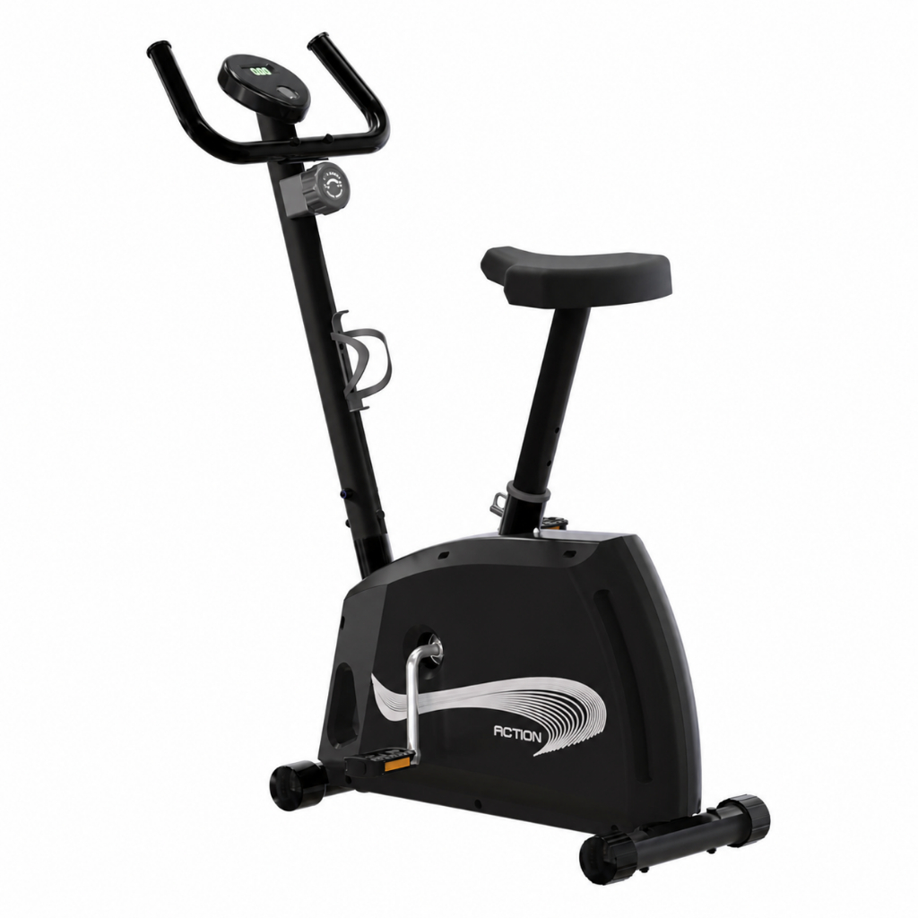Bicicleta Ergométrica Vertical Athletic Action Magnética 8 Níveis 140kg Suportados Silenciosa e Compacta Compacta e Leve