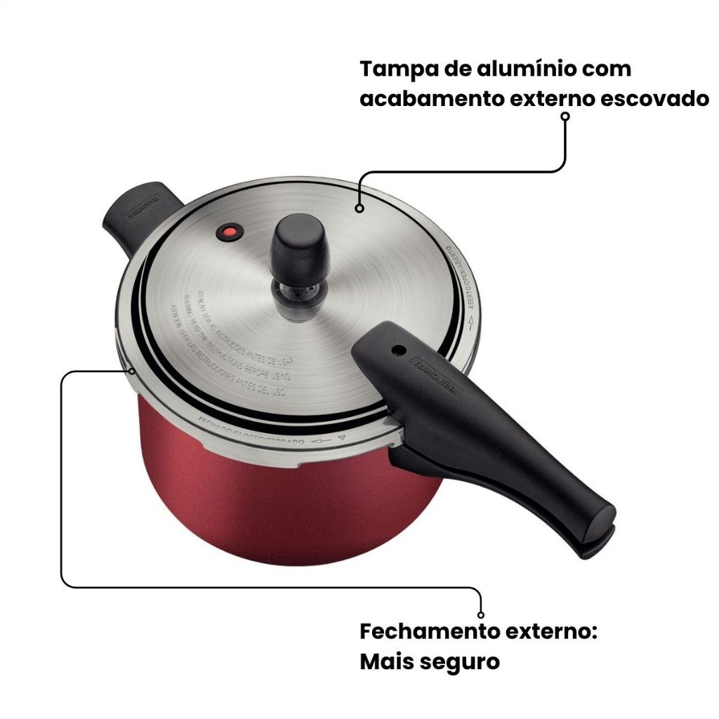 Panela De Pressão 4,5 Litros Vancouver Fechamento Externo Antiaderente Tramontina · foto 2