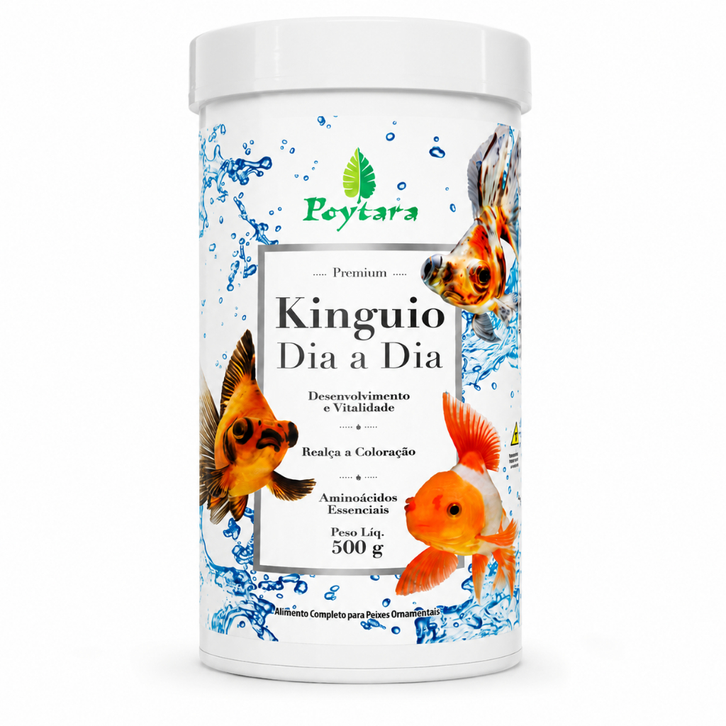 Ração Poytara Kinguio Dia a Dia 500g Premium Realça Cores Crescimento Vitalidade Original Promoção F