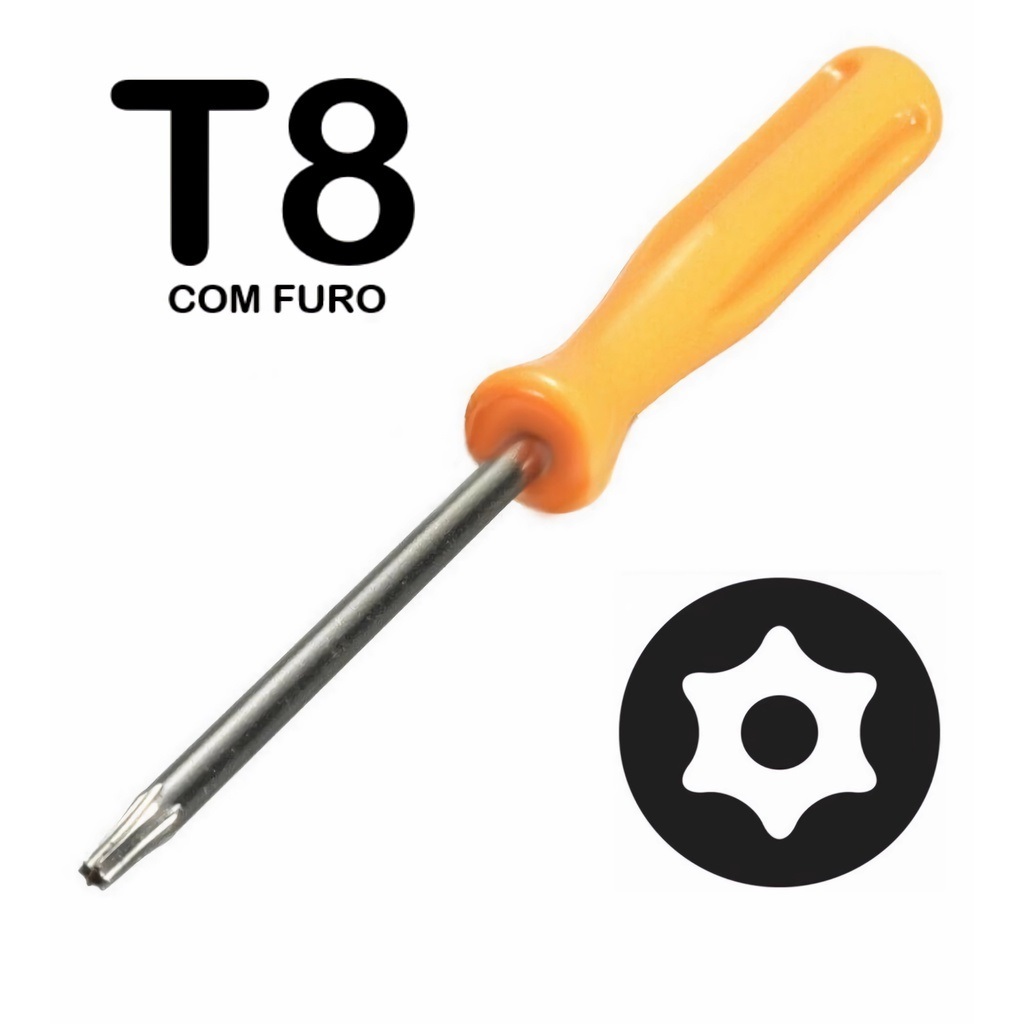 Chave Torx T8 Com Furo p/ Abrir Ps4 Ps3 Ps4 Pro, Xbox One e Controle X360