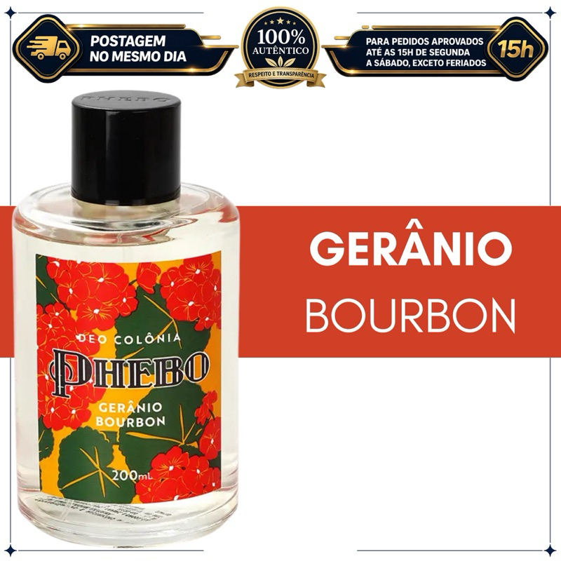 Colônia Phebo Gerânio Bourbon 200ml Postagem Rápida