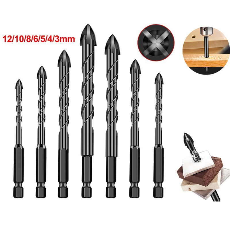 Kit 7 Broca Perfuradora Impacto com Caixa Protetora - 3mm-12mm para Parede Tijolo Madeira Metal Ferramenta Elétrica