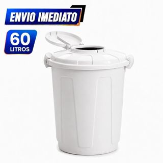 Kit Lixeira Multiuso 60 Litros com Alças, Travas e Descarte Rápido/Higienico- Branca