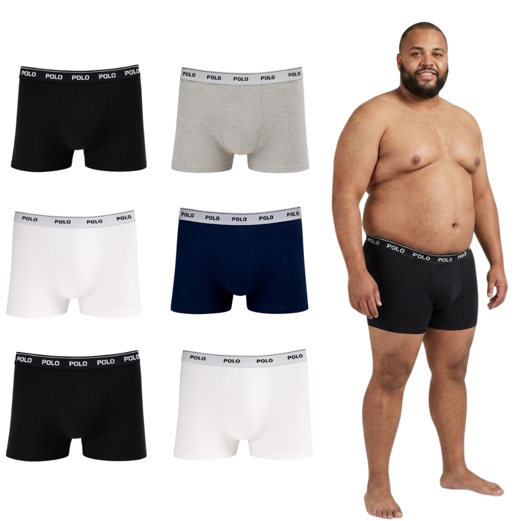 Kit 6 Cuecas Boxer Masculina Polostar Cotton Algodão Plus Size Confortável G1 ao