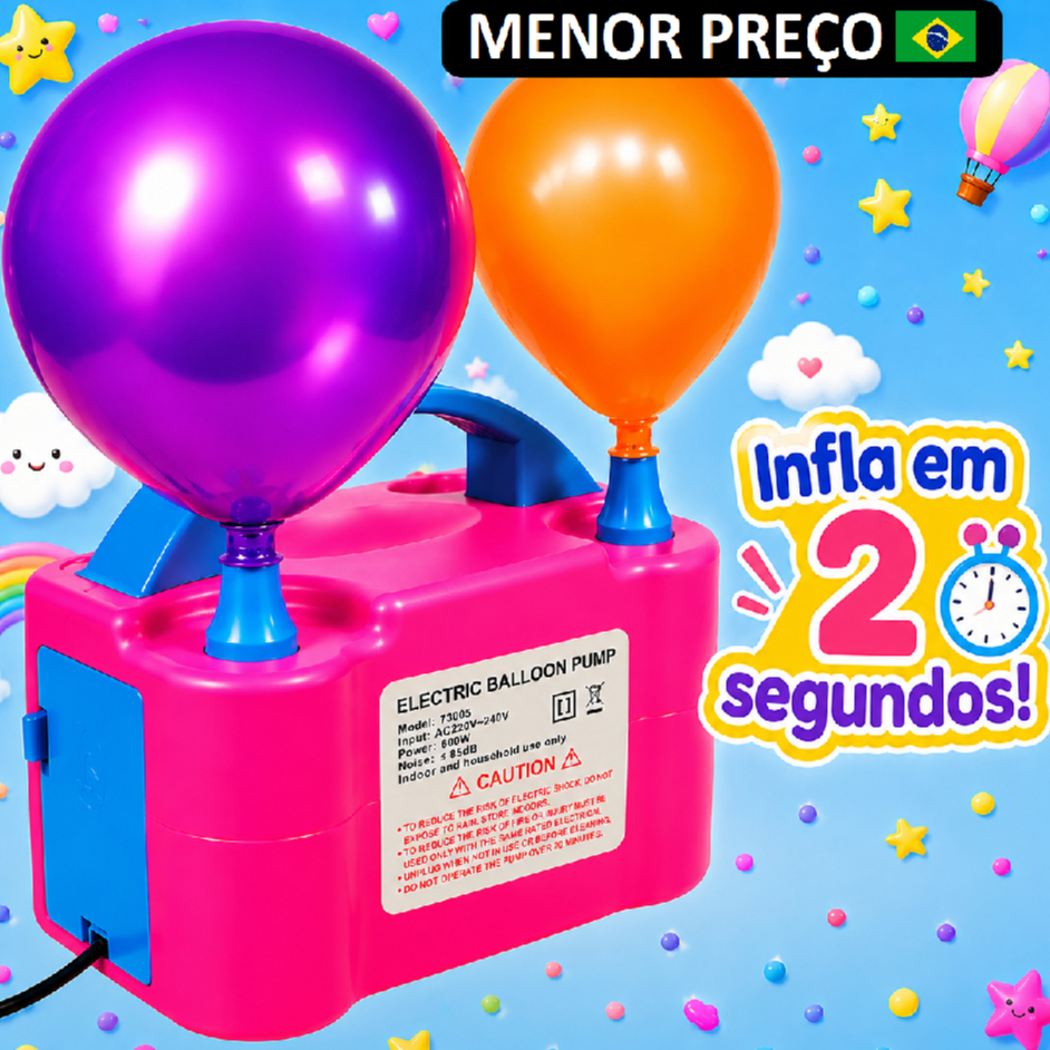 Bomba de Encher Balão Bexigas Inflador Compressor Elétrico Bola de Festas Enchedor 110v/220v - OFerta