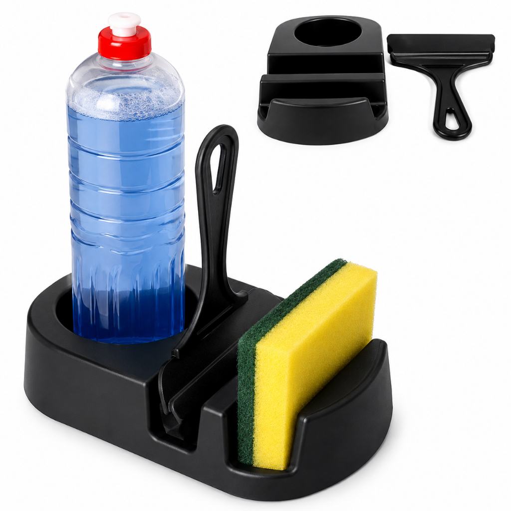 Kit De Cozinha Com Rodo De Pia + Porta Detergente Porta Esponja Kit Pia