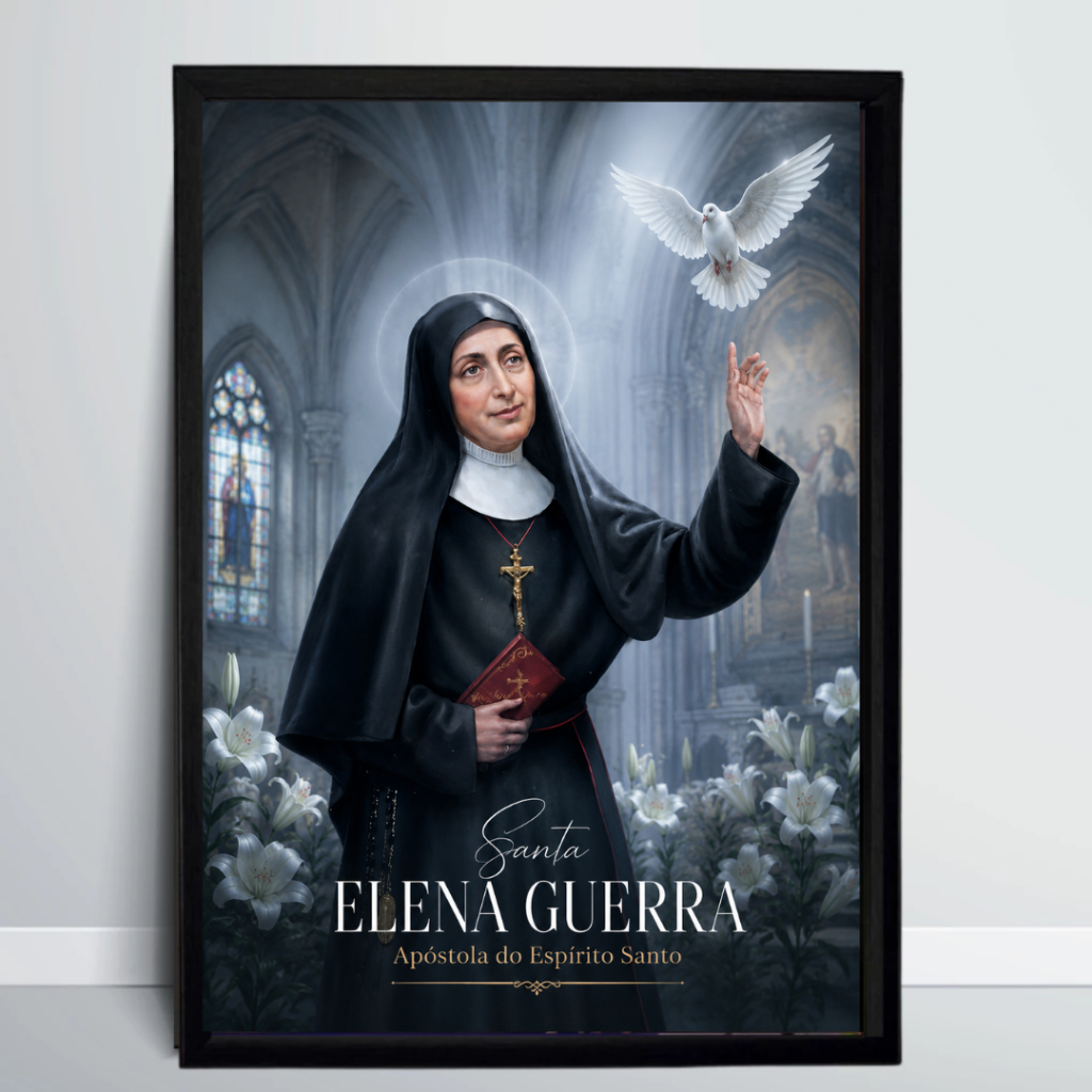 Quadro Decorativo Santa Elena Guerra Apóstola do Espírito Santo RCC - Moldura 32x23cm