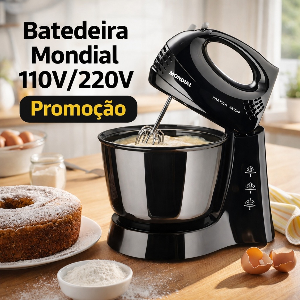 Batedeira de Mesa Mondial 3 Velocidades com 400W de Potência 110V/220V