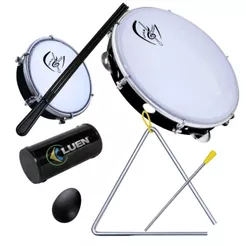 Kit com Pandeiro 10" Pele Leitosa Web Music Shop Profissional
