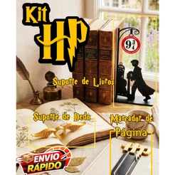 Kit Leitura Harry Potter - Suporte de Livros, Suporte de Dedo e Marcador de Página HP - Geek