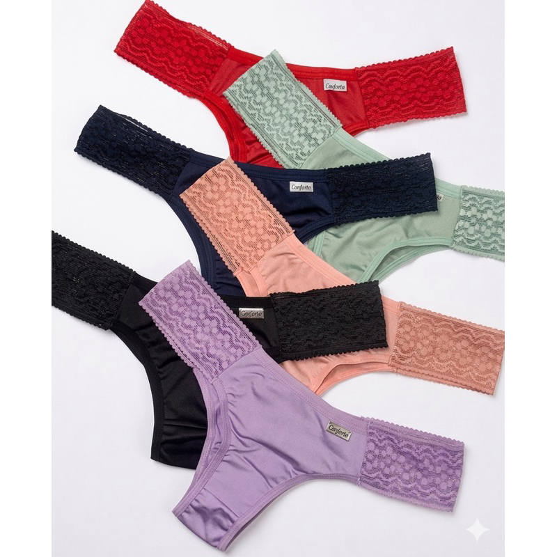 Tanga mel com pala em renda lateral microfibra conforto confortável fio dental calcinha não marca vermelho vestido femi