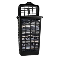 Organizador De Roupas Sujas 28L Com Tampa Cesto Grande Preto Para Lavanderia