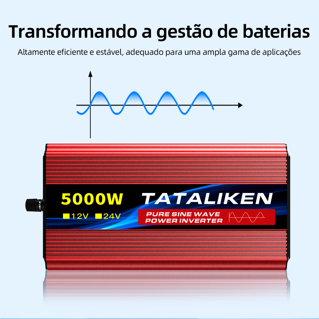 Inversor de onda pura 5000W, 12V/24V pra 110V/220V. Serve pra motorhome, geladeira, solda e vários outros usos.
